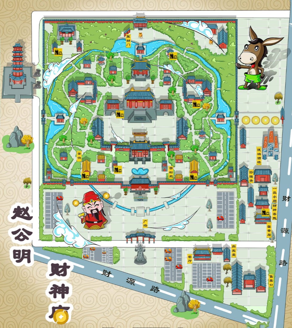汉川寺庙类手绘地图